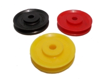 Pulley 25mm dia without boss, black plastic